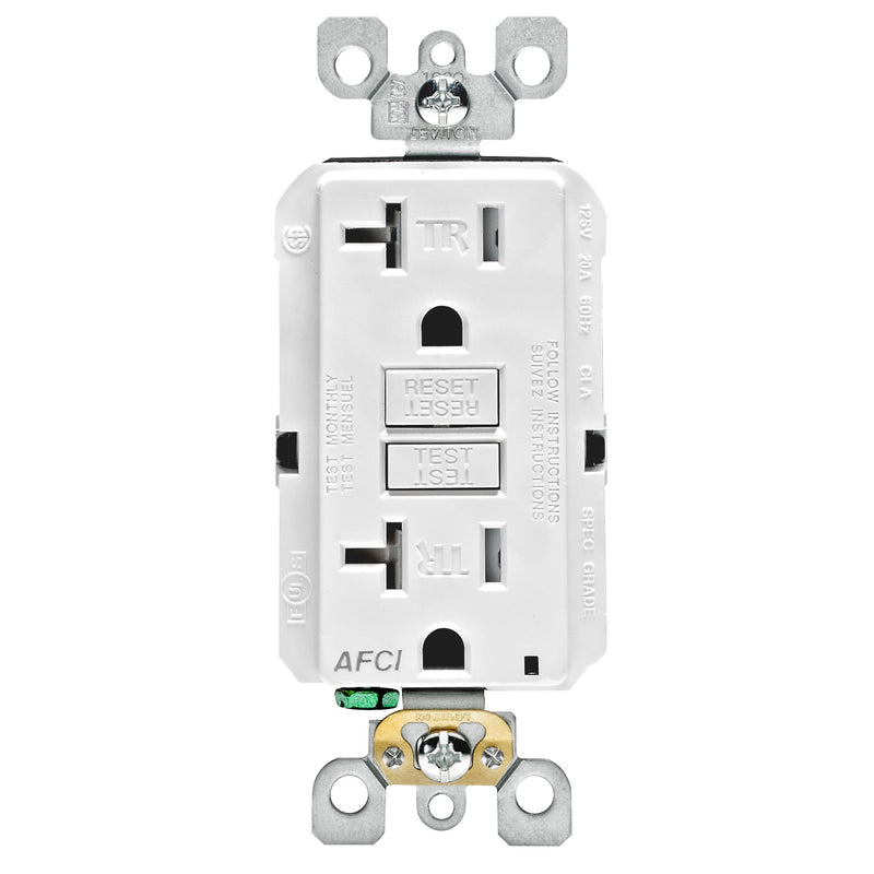 Leviton Decora 20 amps 125 V White AFCI Outlet 5-20R 1 pk