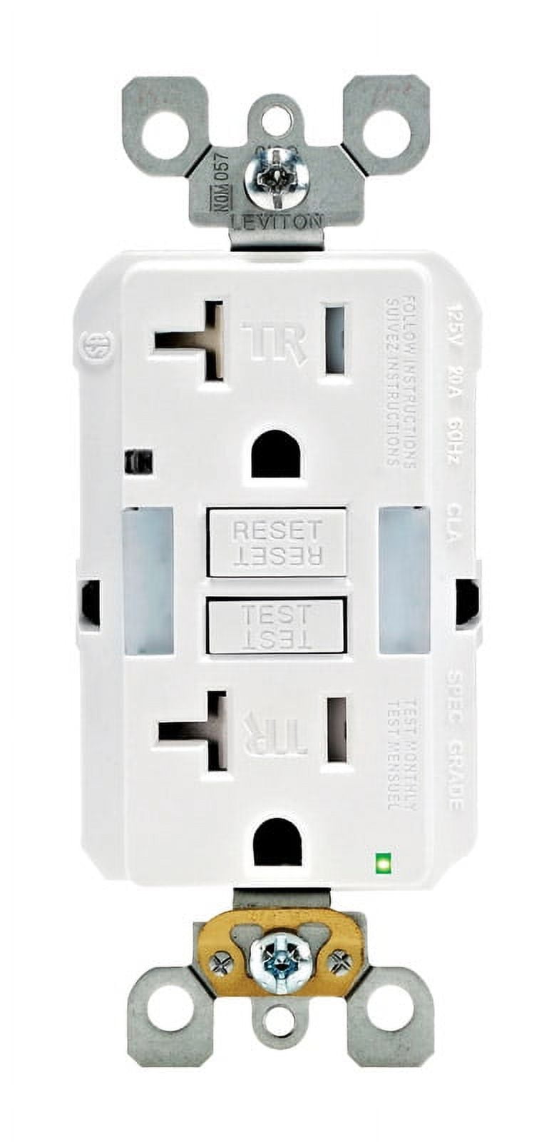 Leviton SmartlockPro 20 amps 125 V Duplex White GFCI Outlet 5-20R 1 pk