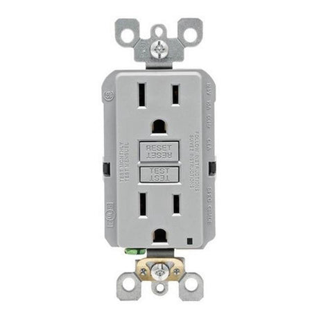 Leviton SmartlockPro 15 amps 125 V Gray GFCI Outlet 5-15R 1 pk
