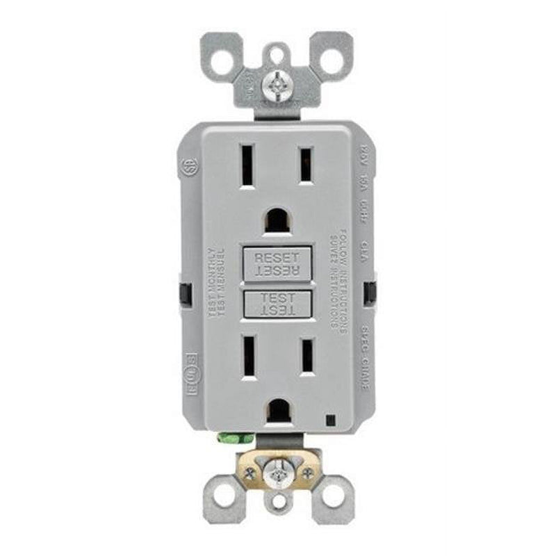 Leviton SmartlockPro 15 amps 125 V Gray GFCI Outlet 5-15R 1 pk