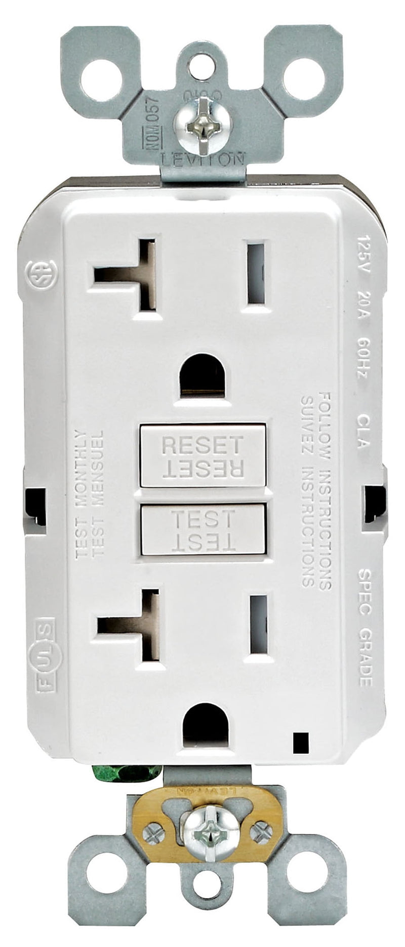 Leviton 20 amps 125 V Duplex White GFCI Outlet 5-20R 1 pk