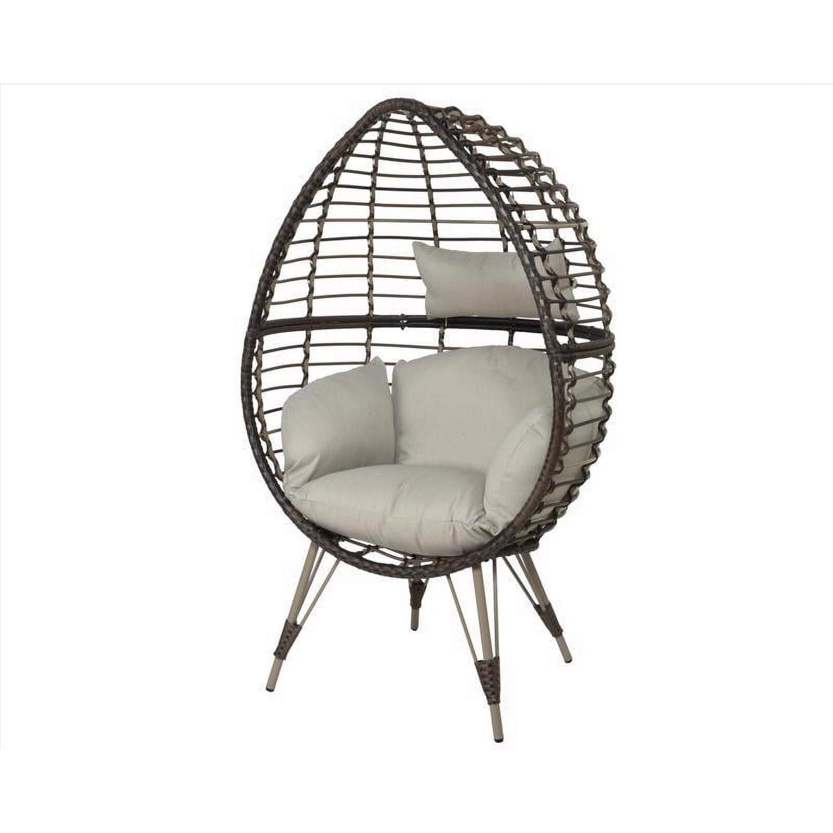 Living Accents Southport Brown Wicker Frame Egg Lounge Chair Beige