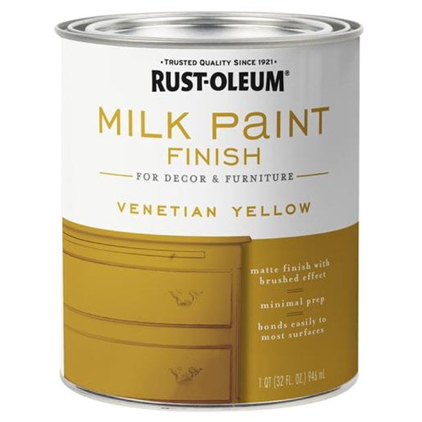 Rust-Oleum Matte Venetian Yellow Water-Based Acrylic Milk Paint 1 qt