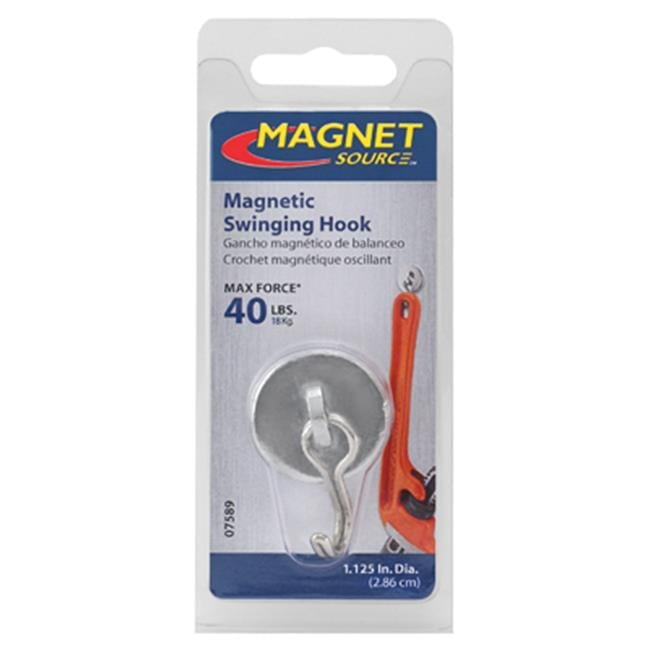 Magnet Source .225 in. L X 1.125 in. W Silver Magnetic Hook 40 lb. pull 1 pc