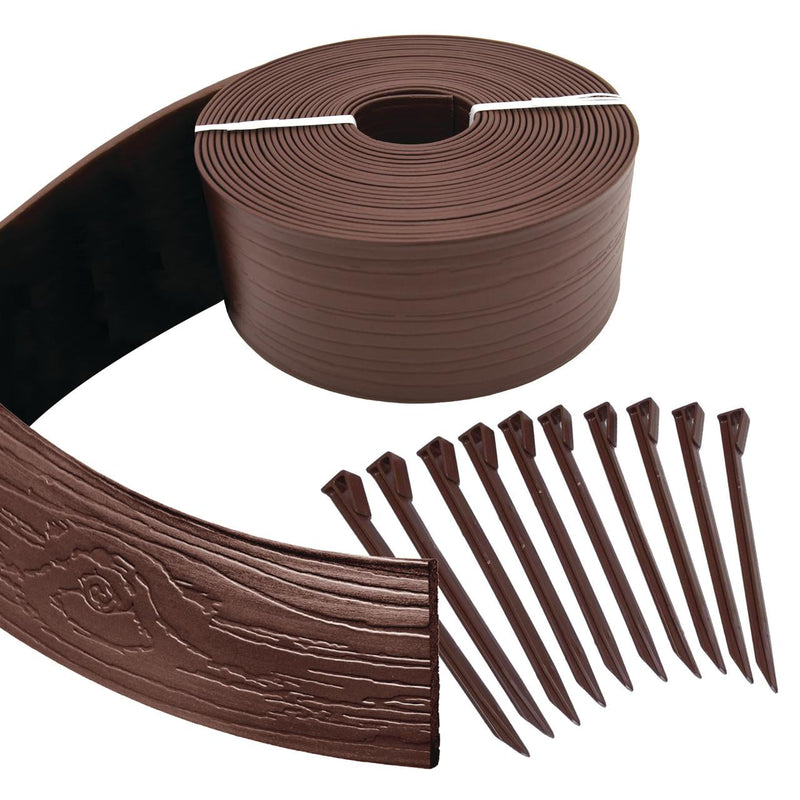 Master Mark Terrace Board 40 ft. L X 4 in. H Plastic Brown Lawn Edging