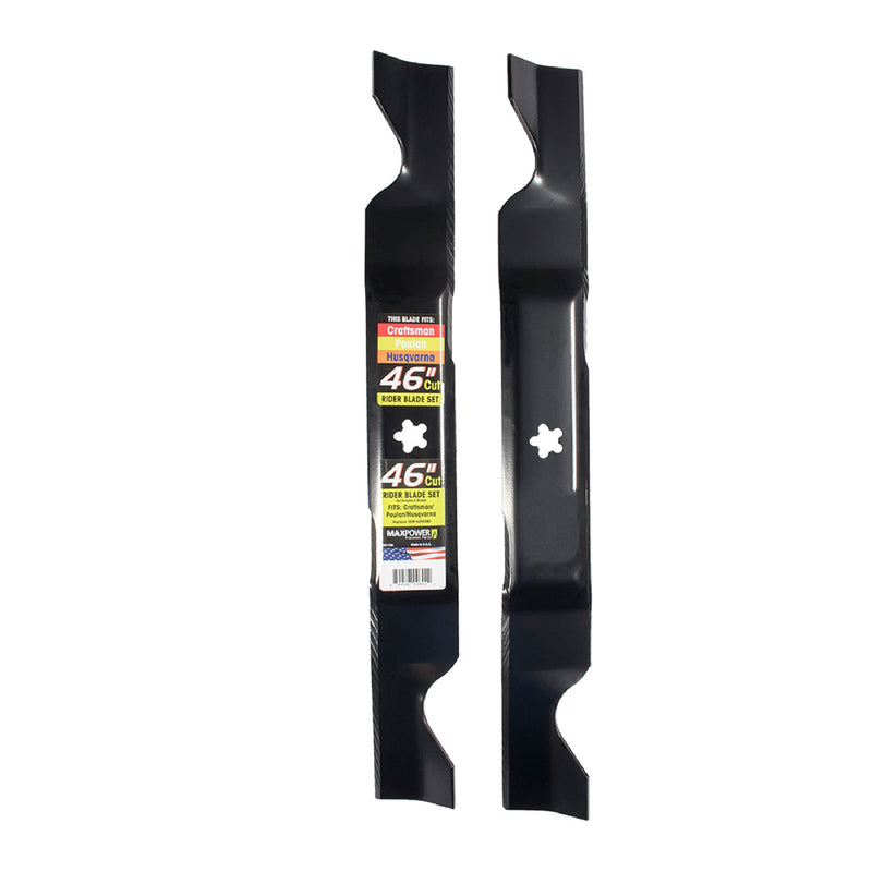 MaxPower 46 in. Standard Mower Blade Set For Riding Mowers 2 pk