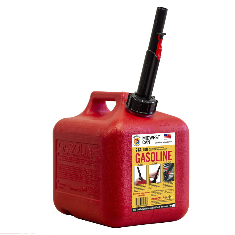 Midwest Can Quick Flow Spout Plastic Gas Can 2 gal