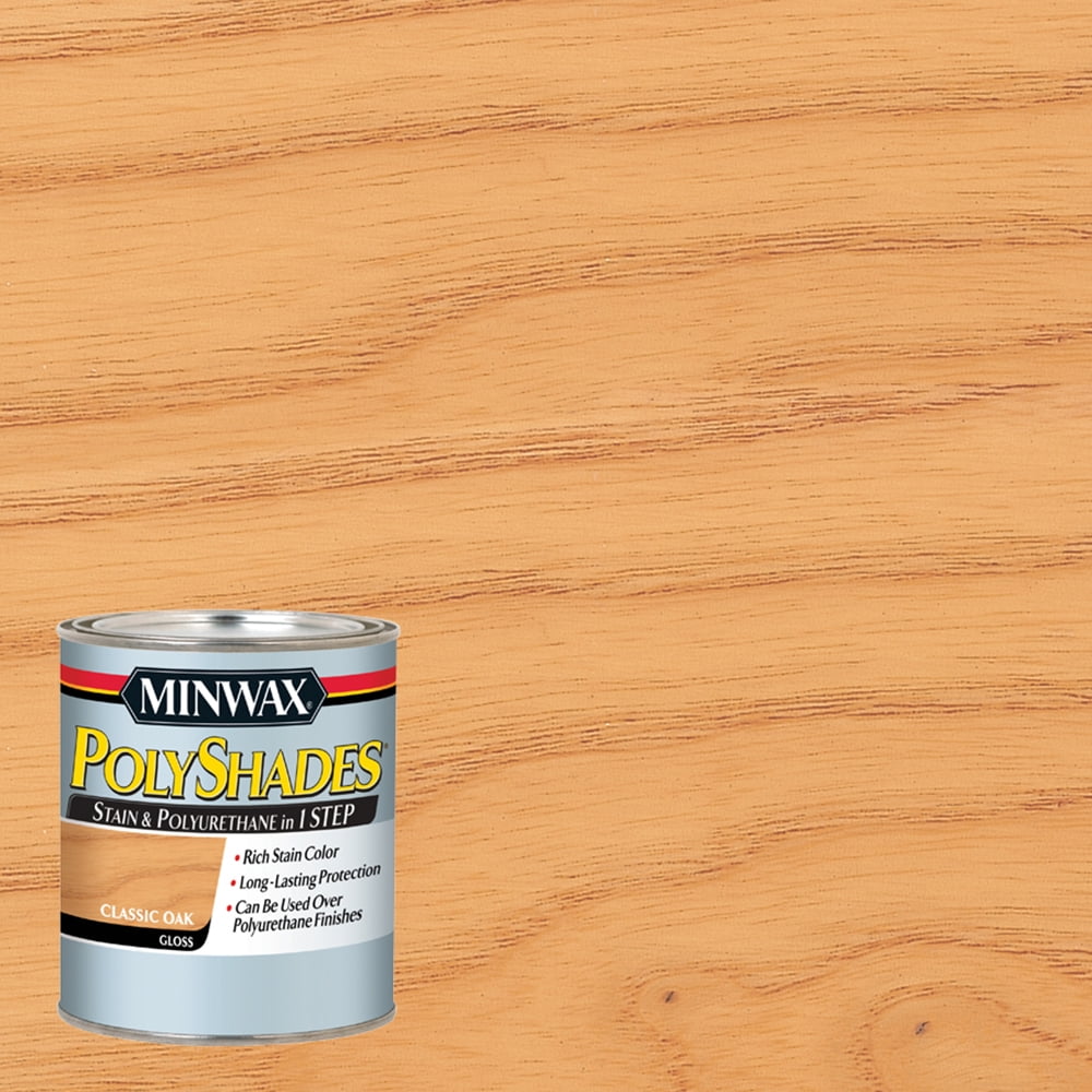 Minwax PolyShades Semi-Transparent Gloss Classic Oak Oil-Based Stain/Polyurethane Finish 1 qt