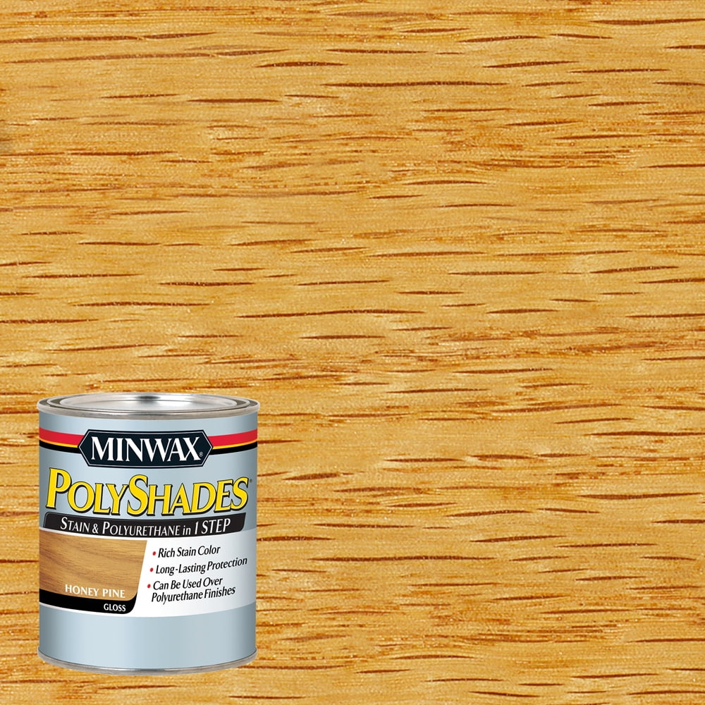 Minwax PolyShades Semi-Transparent Gloss Honey Pine Oil-Based Stain/Polyurethane Finish 1 qt