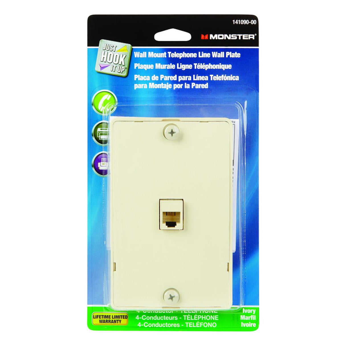 Monster Just Hook It Up Ivory 1 gang Plastic Telephone Wall Plate 1 pk