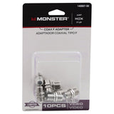 Monster Just Hook It Up Double Female Coax F Adapter 75 ohm 900 MHz 10 pk