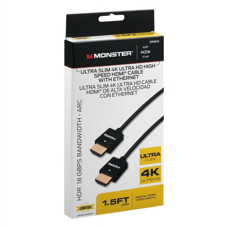 Monster Just Hook It Up 1.5 ft. L High Speed Cable with Ethernet HDMI