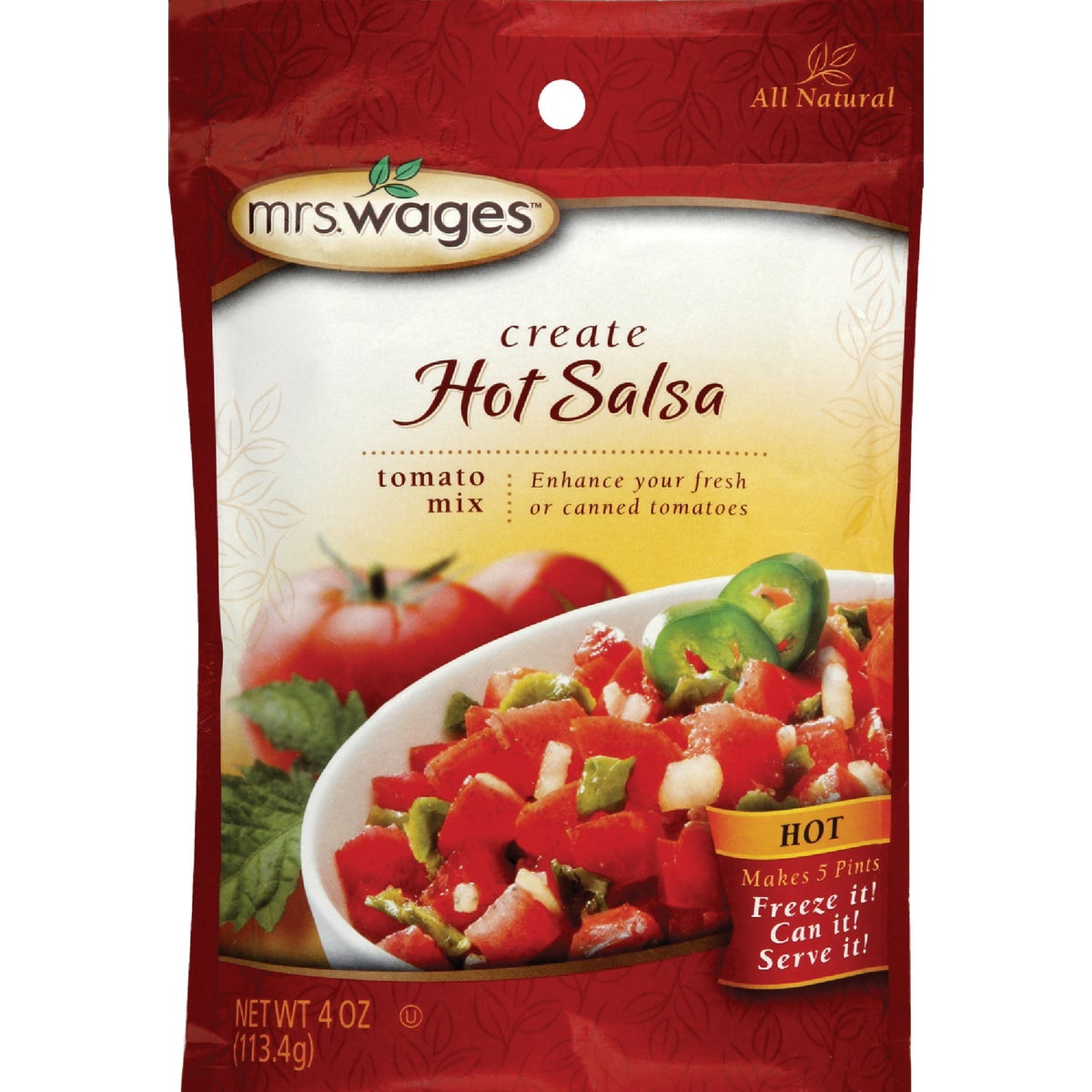 Mrs. Wages Hot Salsa Tomato Mix 4 oz 1 pk