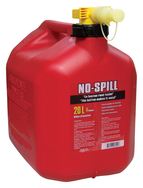 No-Spill Plastic Gas Can 5 gal