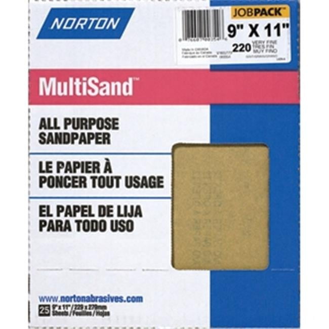 Norton MultiSand 11 in. L X 9 in. W 220 Grit Aluminum Oxide All Purpose Sandpaper 25 pk