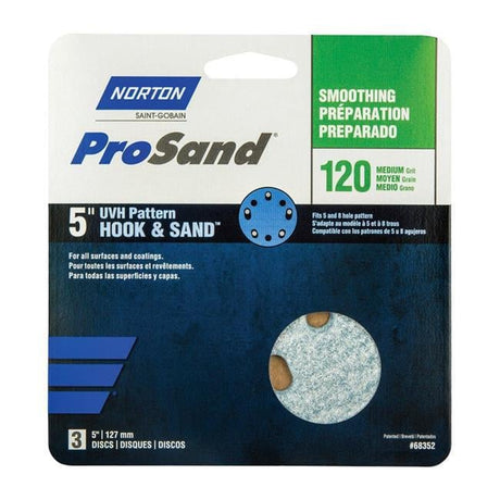 Norton ProSand 5 in. Ceramic Alumina Hook and Loop Sanding Disc 120 Grit Medium 3 pk