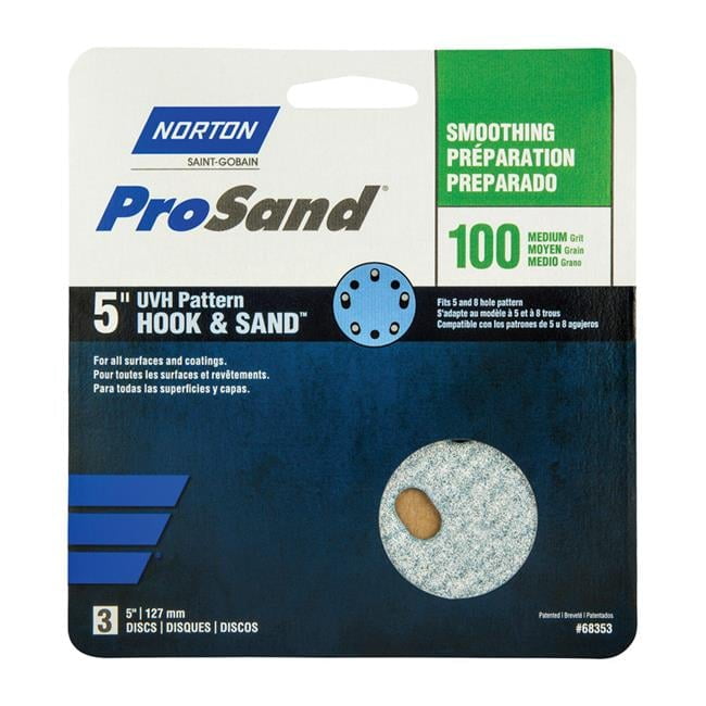 Norton ProSand 5 in. Ceramic Alumina Hook and Loop Sanding Disc 100 Grit Medium 3 pk