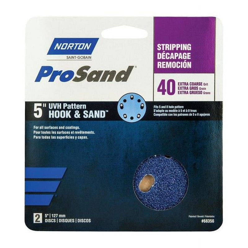 Norton ProSand 5 in. Zirconia Alumina Hook and Loop Sanding Disc 40 Grit Extra Coarse 2 pk