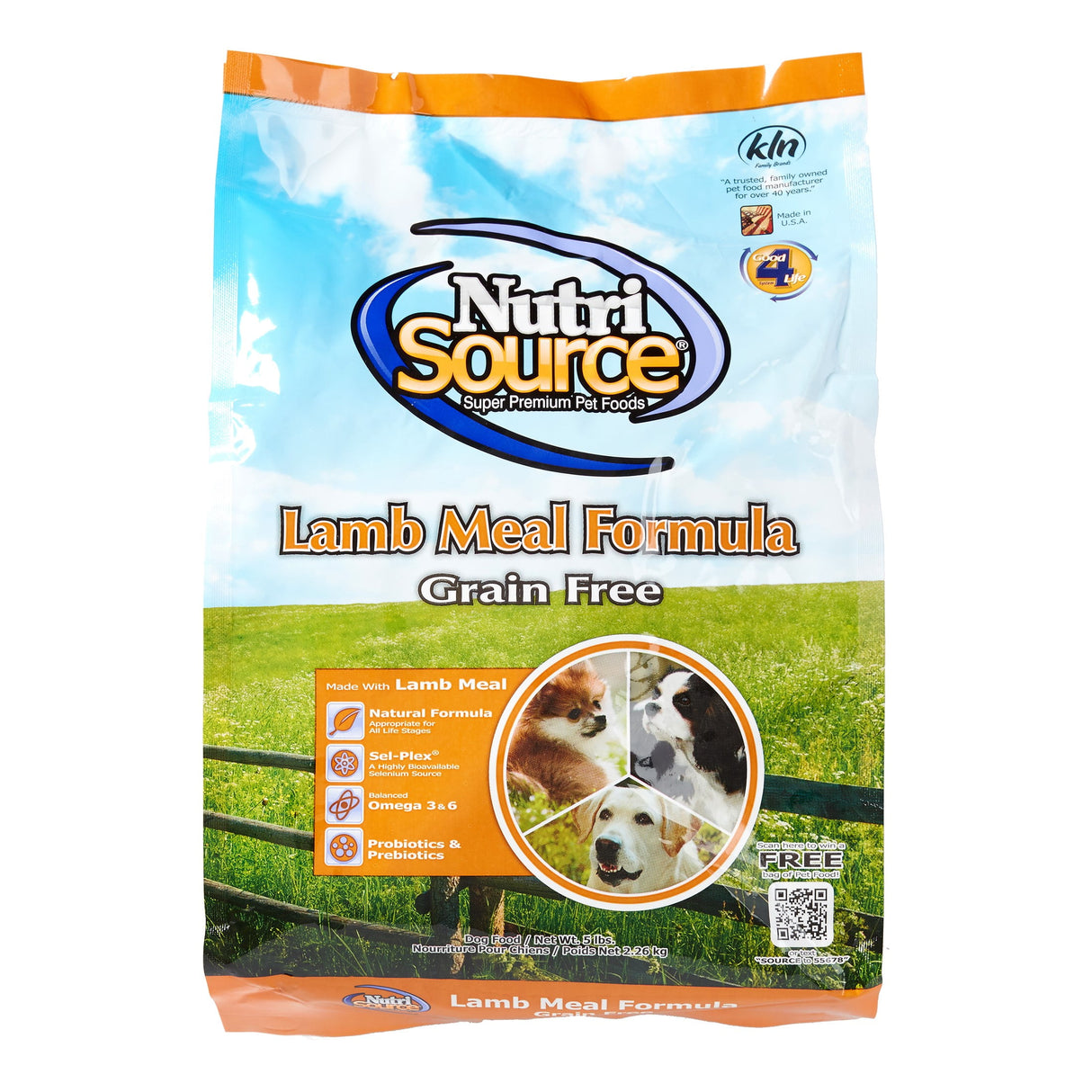 NutriSource All Ages Lamb Meal & Peas Cubes Dog Food Grain Free 5 lb