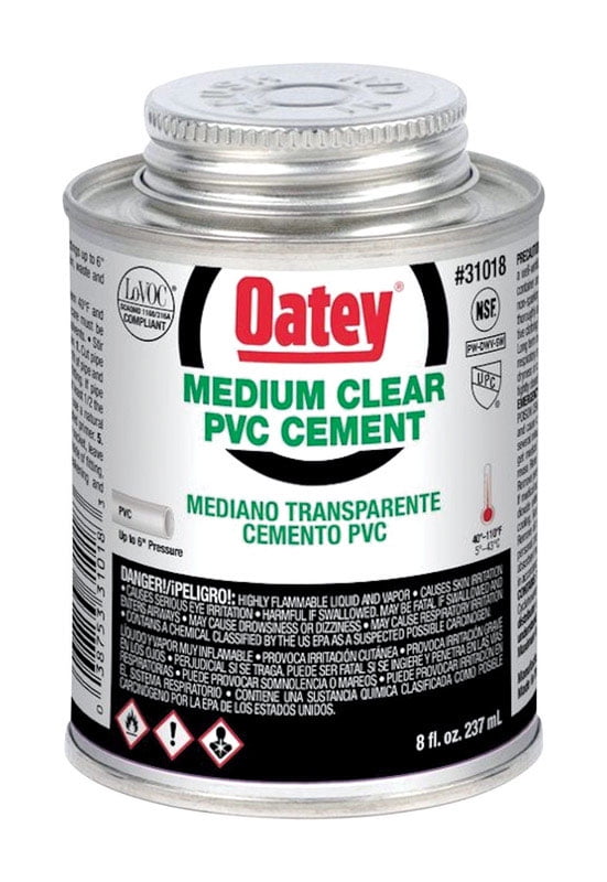 Oatey Clear Cement For PVC 8 oz