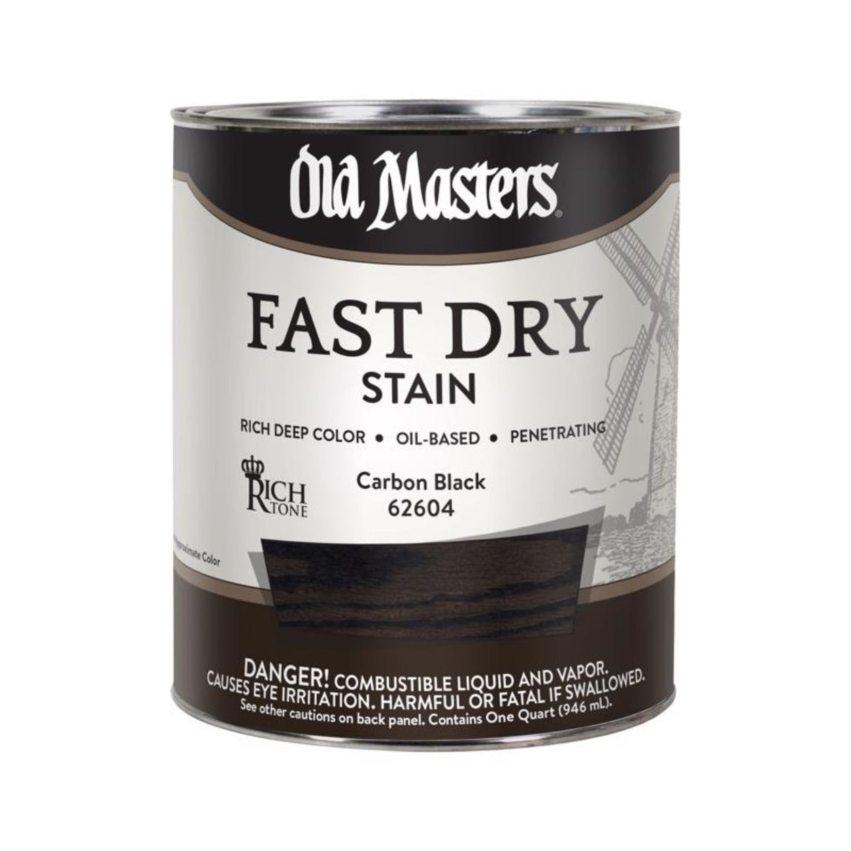 Old Masters Semi-Transparent Flat Carbon Black Oil-Based Alkyd Fast Dry Wood Stain 1 qt
