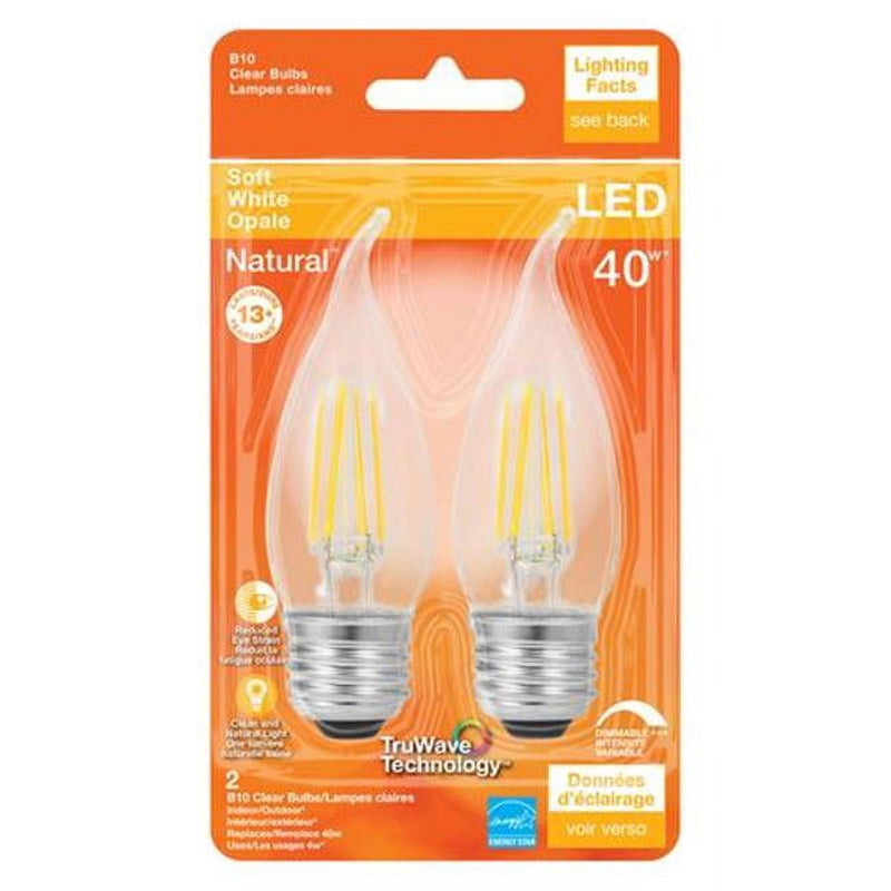 Sylvania Natural G16.5 E12 (Candelabra) LED Bulb Soft White 40 Watt Equivalence 2 pk