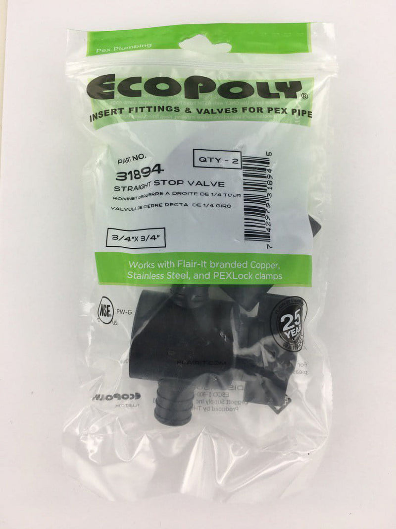 Flair-It Ecopoly 3/4 in. Crimp X 3/4 in. Plastic Straight Stop Valve