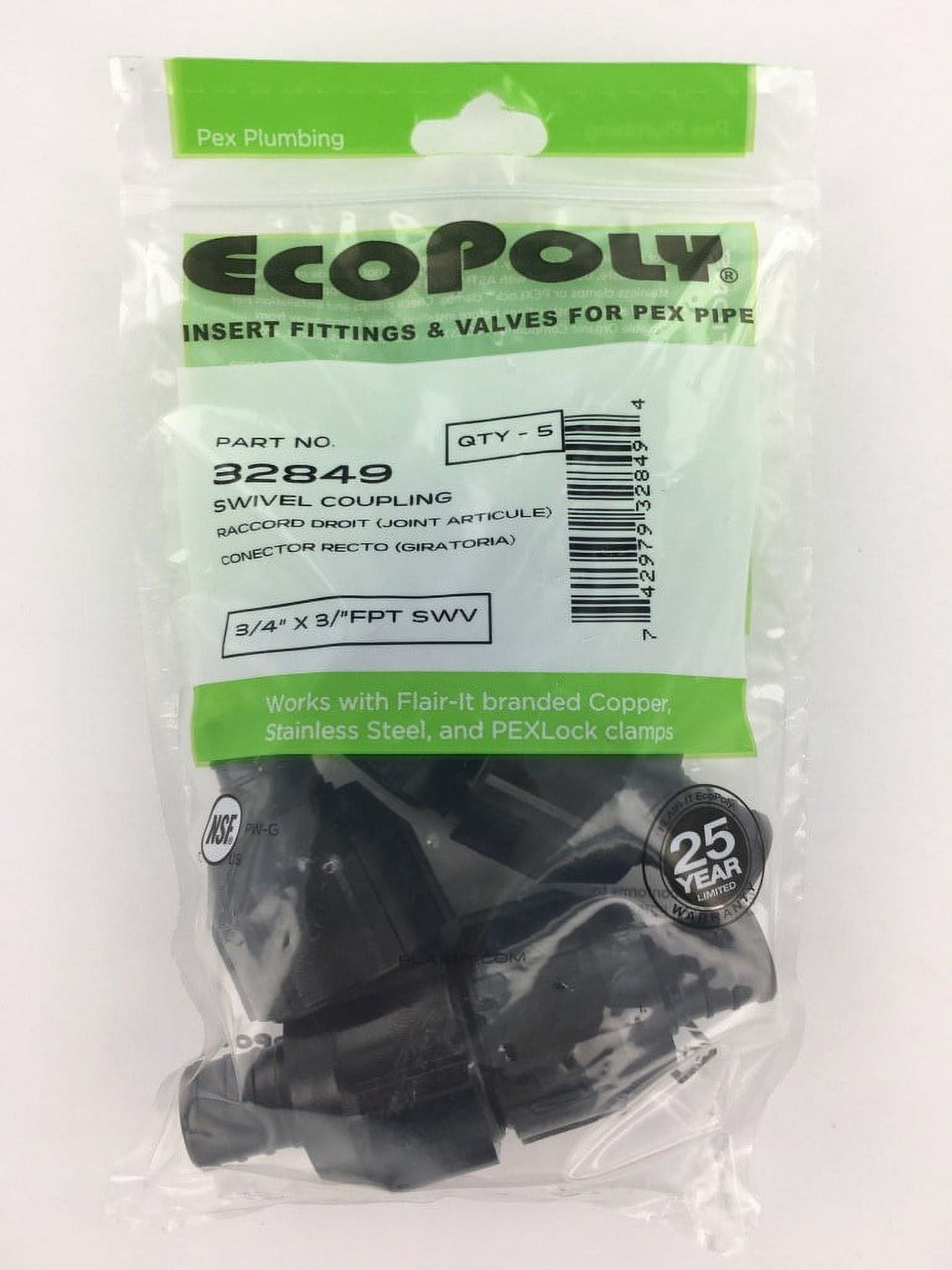 Flair-It Ecopoly 3/4 in. PEX X 3/4 in. D FPT Swivel Coupling