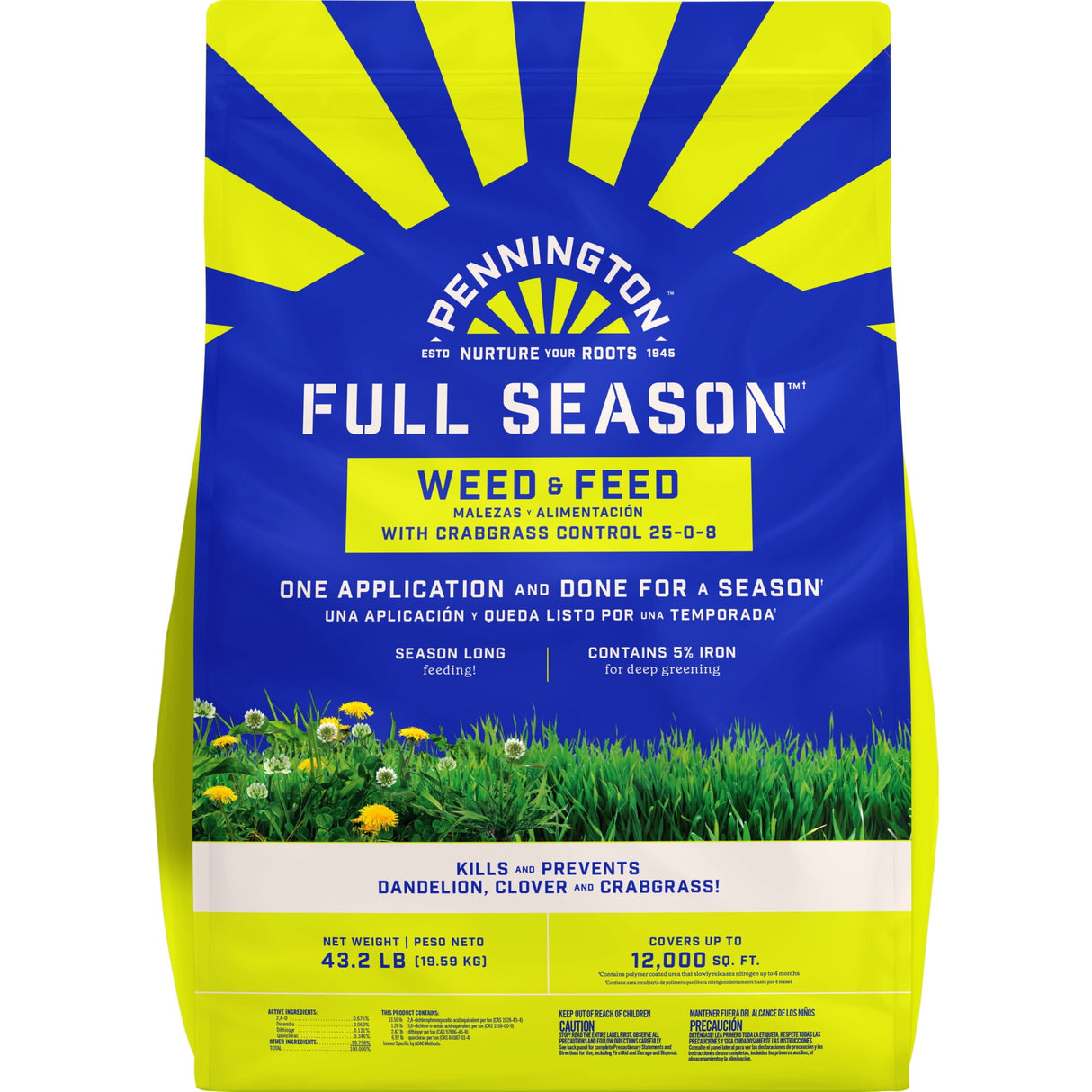 Pennington Full Season Slow-Release Nitrogen Lawn Fertilizer For All Grasses 12000 sq ft