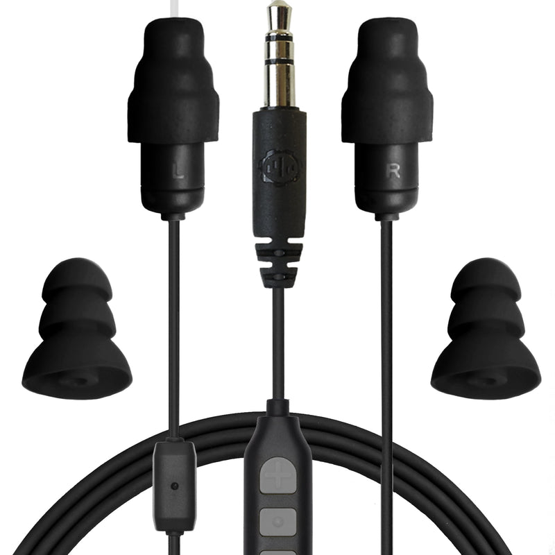 Plugfones Guardian Plus 29 dB Nylon/Silicone/Soft Foam 3.5 MM Jack Earplugs/Earphones w/Mic Black 1