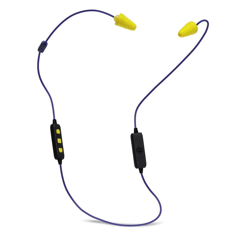 Plugfones Liberate 2.0 29 dB Nylon/Silicone/Foam Bluetooth Earplugs/Earphones w/Mic Yellow 1 pair