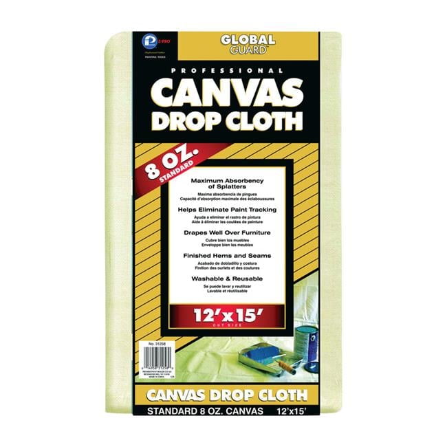 Premier GlobalGuard 12 ft. W X 15 ft. L 8 oz Professional Grade Canvas Drop Cloth 1 pk