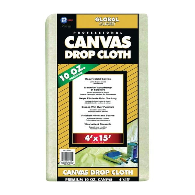 Premier GlobalGuard 4 ft. W X 15 ft. L 10 oz Professional Grade Canvas Drop Cloth 1 pk