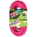 Prime Neon Flex Outdoor 50 ft. L Hi Vis Pink Extension Cord 12/3 SJTW
