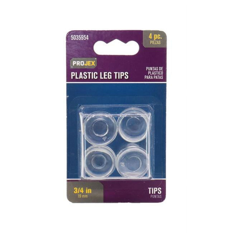 Projex Thermoplastic Ethylene Leg Tip Clear Round 3/4 in. W 4 pk