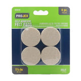 Projex Felt Self Adhesive Protective Pad White Round 1-1/2 in. W 8 pk