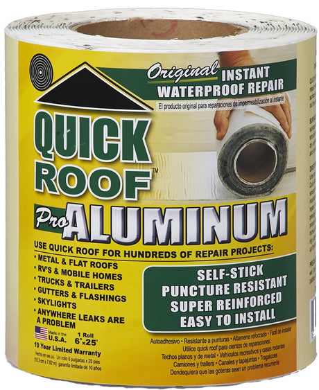 Quick Roof 6 in. W X 25 ft. L Aluminum Self Stick Waterproof Repair Kit Silver