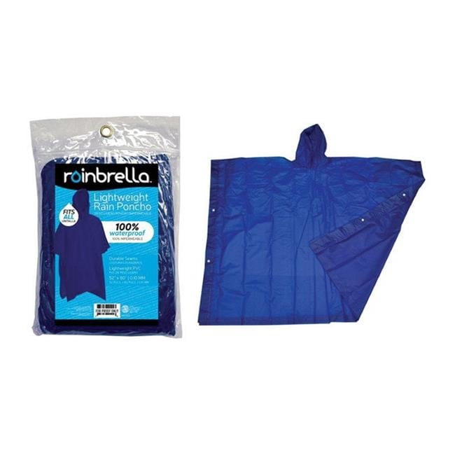 Rainbrella Blue PVC Rain Poncho One Size Fits All