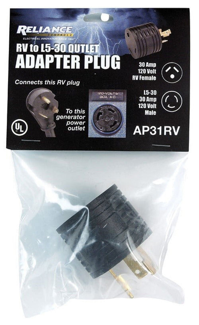 Reliance Controls Commercial and Residential Plastic Curved Blade Adapter Plug L5-30 10 AWG 3 Pole 3