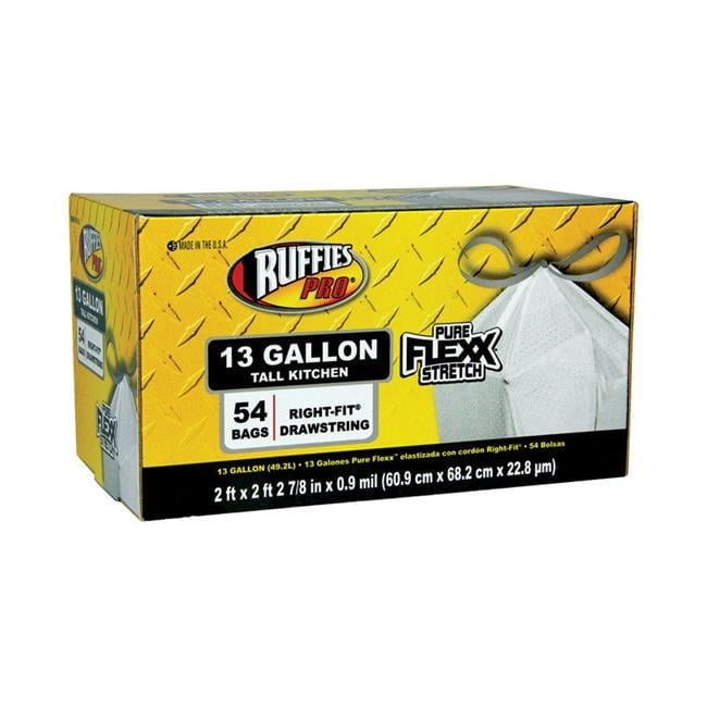 Ruffies Pro 13 gal Tall Kitchen Bags Drawstring 54 pk 0.9 mil