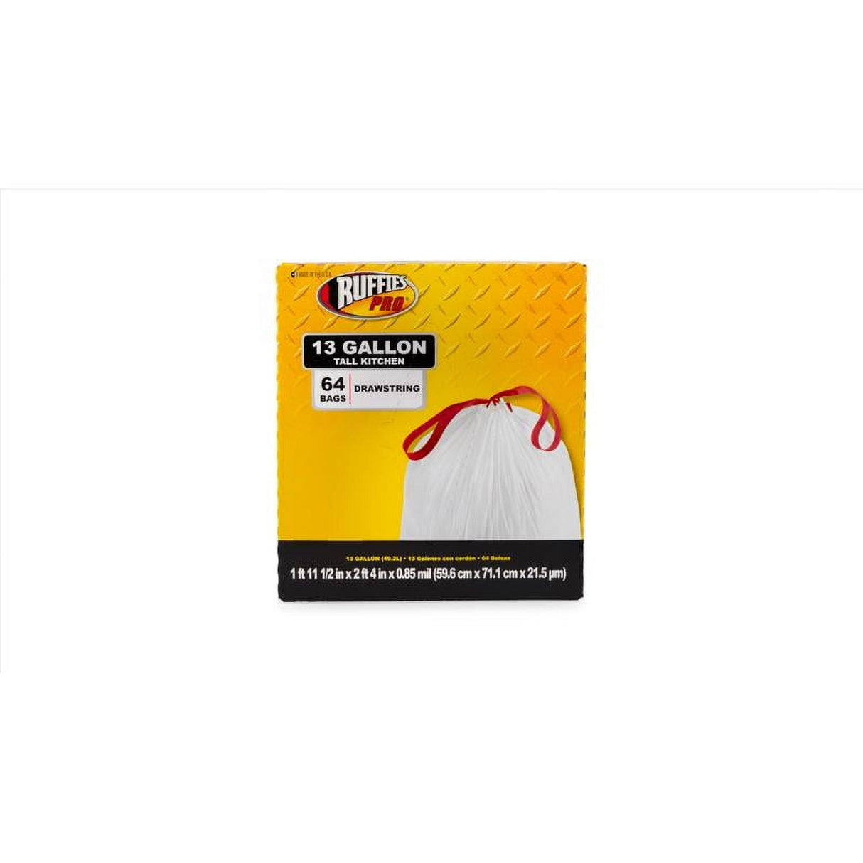Ruffies Pro 13 gal Tall Kitchen Bags Drawstring 64 pk 0.85 mil