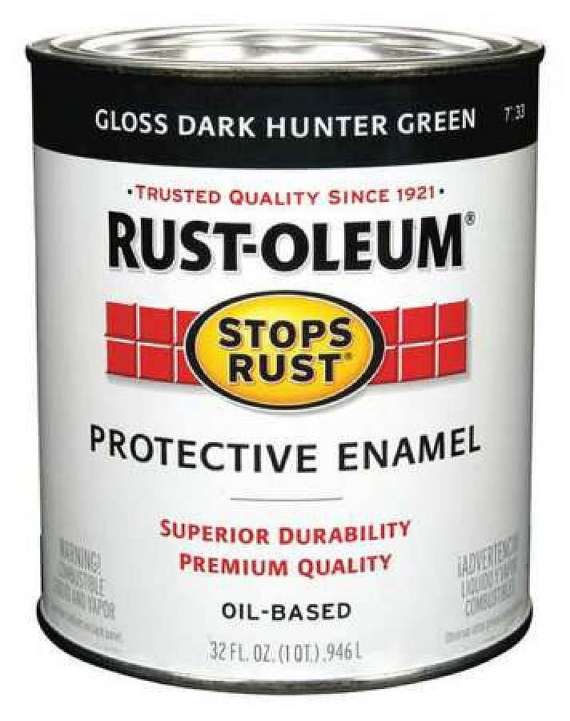 Rust-Oleum Stops Rust Indoor and Outdoor Gloss Dark Hunter Green Oil-Based Protective Paint 1 qt