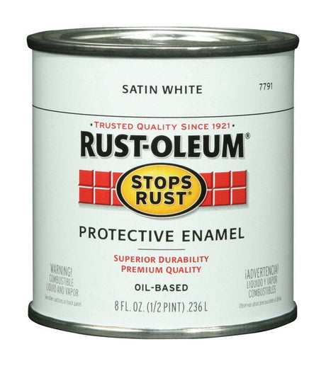 Rust-Oleum Stops Rust Indoor and Outdoor Satin White Oil-Based Protective Paint 0.5 pt
