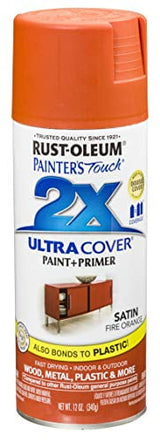 Rust-Oleum Painter's Touch 2X Ultra Cover Satin Fire Orange Paint+Primer Spray Paint 12 oz