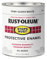 Rust-Oleum Stops Rust Indoor and Outdoor Semi-Gloss White Oil-Based Protective Paint 1 qt