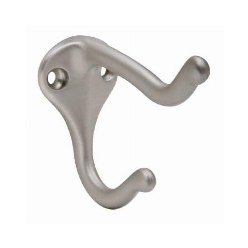 Schlage 1-3/4 in. L Satin Nickel Silver Brass Medium Coat and Hat Hook 1 pk