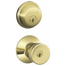 Schlage Bell Bright Brass Knob and Single Cylinder Deadbolt 1-3/4 in.
