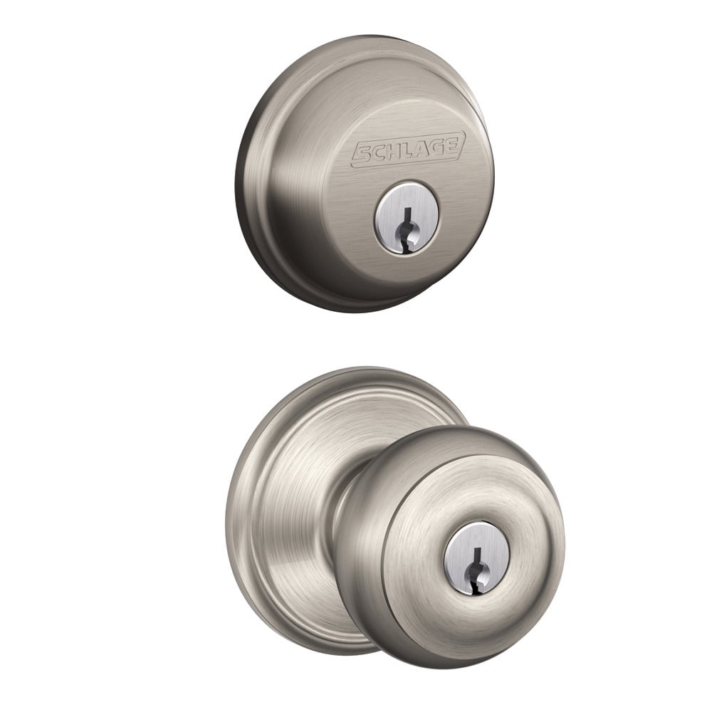Schlage Georgian Satin Nickel Knob and Single Cylinder Deadbolt 1-3/4 in.
