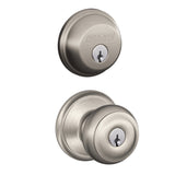 Schlage Georgian Satin Nickel Knob and Single Cylinder Deadbolt 1-3/4 in.