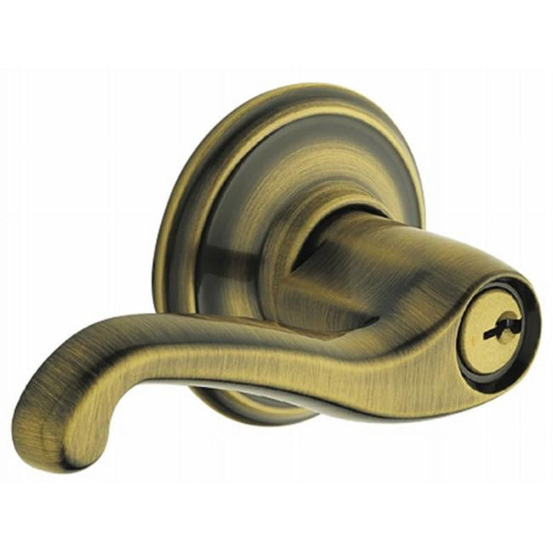 Schlage Flair Antique Brass Entry Lockset 1-3/8 in.